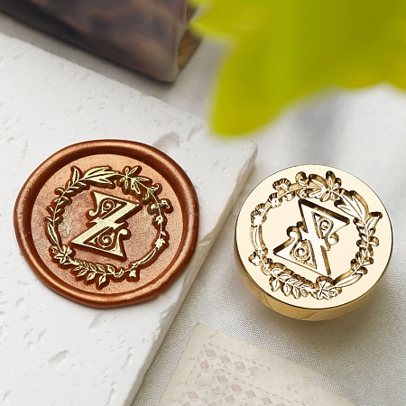 Golden Tone Wax Seal Brass Stamp Head DIY-B079-01G-Z-1