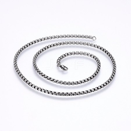 304 Stainless Steel Box Chain Necklaces STAS-O099-23AS-1
