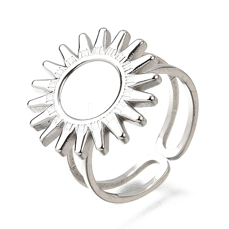 Tarnish Resistant Stainless Steel Cuff Ring Findings X-PW-WG67428-05-1
