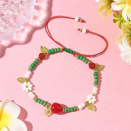 Glass Seed Beads & Lampwork Beads Braided Bead Bracelets for Women BJEW-MZ00212-02-1