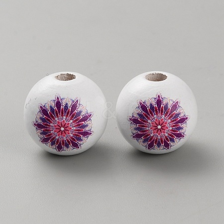 Printed Wood European Beads WOOD-CJC0001-20H-1