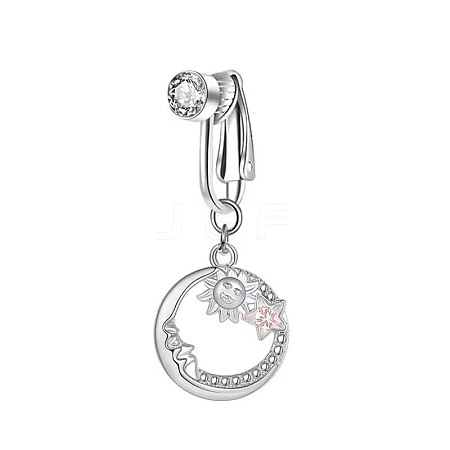 Brass Pave Clear Cubic Zirconia Clip on Belly Rings FS-WG683DA-05-1