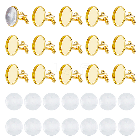 DIY Blank Dome Brass Cufflink Making Kits BUTT-DC0001-14-1