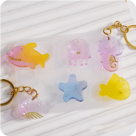 Starfish/Whale/Octopus Pendant DIY Silhouette Silicone Mold DIY-K073-09A-1