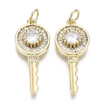 Brass Micro Pave Clear Cubic Zirconia Pendants ZIRC-N039-088-NF-1