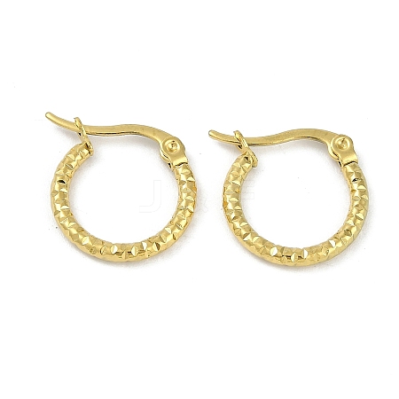 PVD Vacuum Plating 202 Stainless Steel Hammered Hoop Earrings EJEW-H003-47G-1