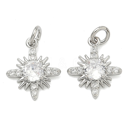 Brass Micro Pave Clear Cubic Zirconia Pendants KK-D229-13P-1