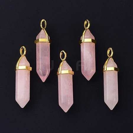 Natural Rose Quartz Pointed Pendants G-G025-01G-41-1