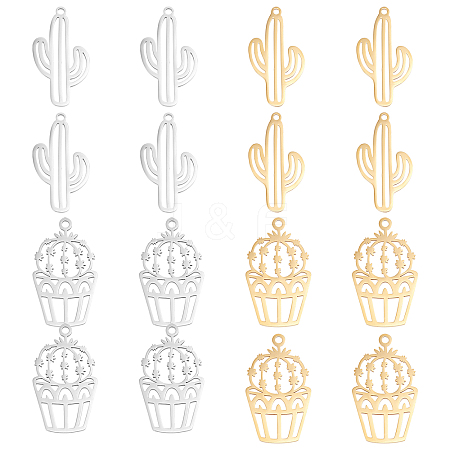 16Pcs 4 Style Ion Plating(IP) 201 Stainless Steel Pendants STAS-DC0006-38-1
