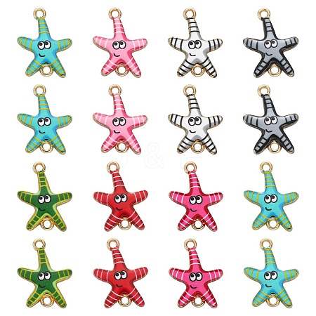 35Pcs 7 Colors Ocean Theme Alloy Enamel Connector Charms ENAM-CJ0003-72-1