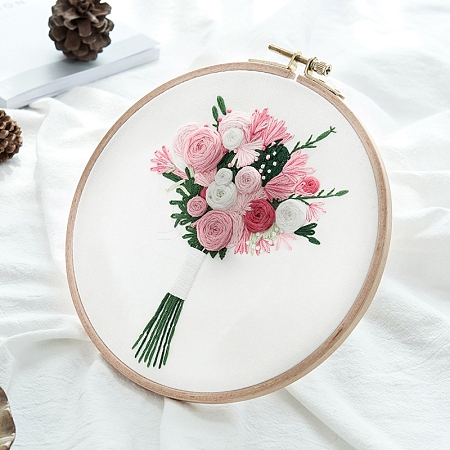 Flower Bouquet Pattern 3D Embroidery Starter Kits DIY-P077-048-1