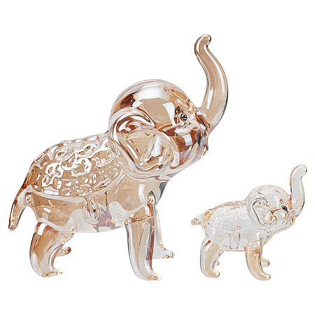 2Pcs 2 Styles Natural Quartz Crystal Elephant Ornaments DJEW-ME0001-06-1