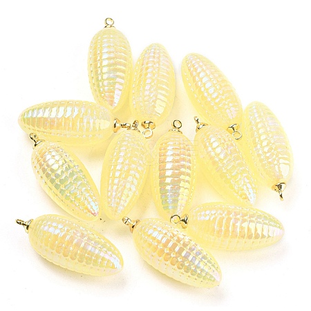 UV Plating Acrylic Iridescent Imitation Shell Charms OACR-P023-04G-1