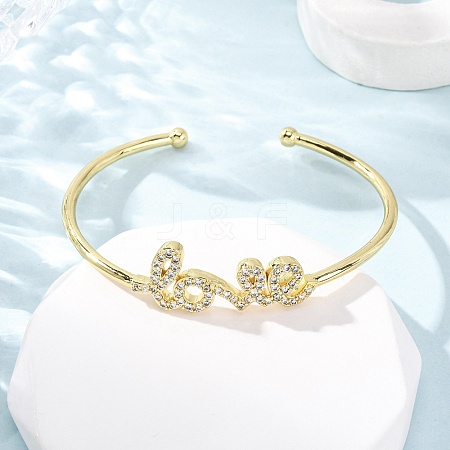 Brass Micro Pave Clear Cubic Zirconia Bangles BJEW-H209-07G-1