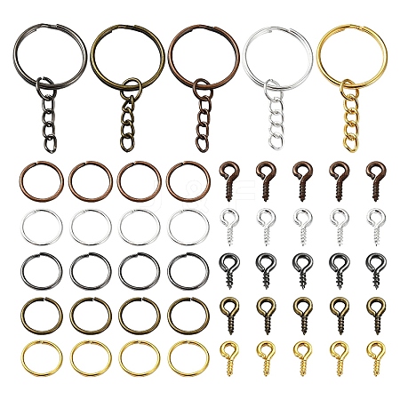 Iron Split Key Rings & Open Jump Rings & Screw Eye Pin Peg Bails Kits DIY-YW0009-10-1