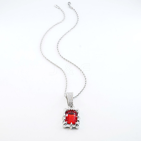Alloy Rhinestone Rectangle Pendant Rope Chain  Necklaces FS-WGF7BCB-10-1
