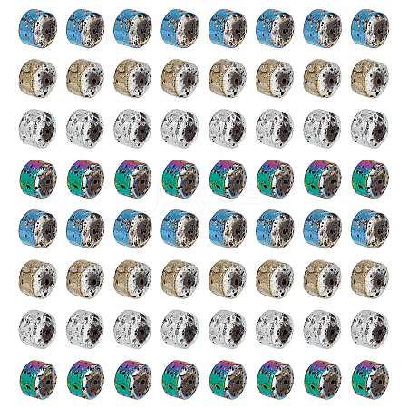 120Pcs 4 Colors Electroplated Natural Lava Rock Beads Strands G-PH0019-15-1