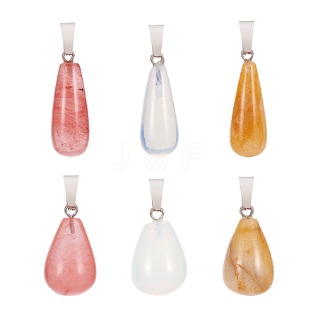 Fashewelry 12Pcs 6 Style Natural & Synthetic Gemstone Pendants G-FW0001-23-1