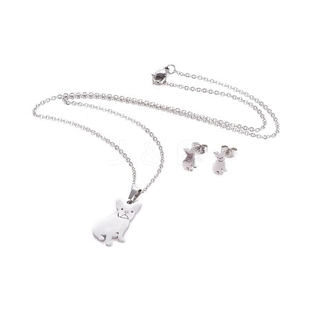 304 Stainless Steel Puppy Jewelry Sets SJEW-F208-04P-1