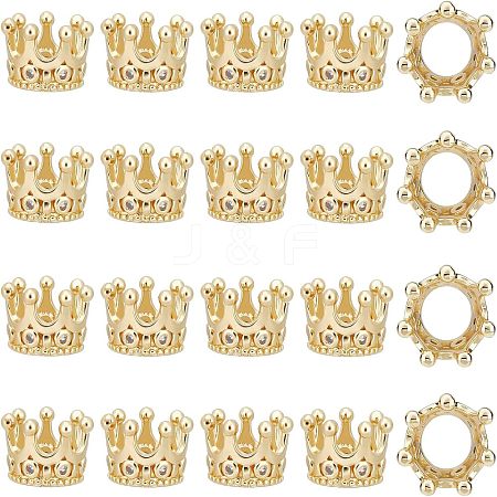 20Pcs Brass Micro Pave Clear Cubic Zirconia European Beads FIND-FH0004-04-1