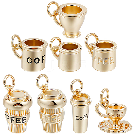 8Pcs 8 Styles Brass Pendants KK-BBC0021-42-1