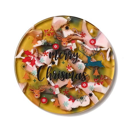 Transparent Christmas Themed Cellulose Acetate(Resin) Pendants OACR-L018-03C-1
