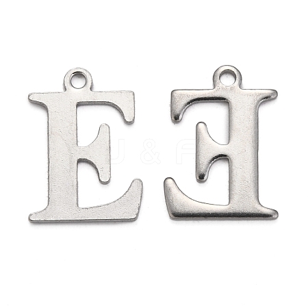 Tarnish Resistant 304 Stainless Steel Alphabet Charms STAS-H122-E-P-1