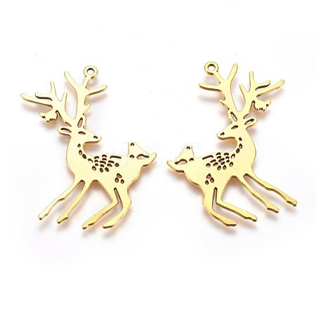 Tibetan Style Alloy Christmas Reindeer/Stag Big Pendants X-PALLOY-A13182-AG-RS-1