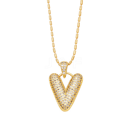 Brass Micro Pave Cubic Zirconia Pendant Necklaces PW-WG99827-22-1