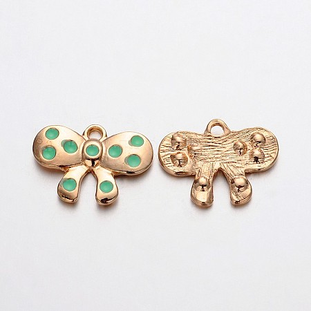 Light Gold Plated Alloy Enamel Bowknot Charms ENAM-J546-05KCG-1