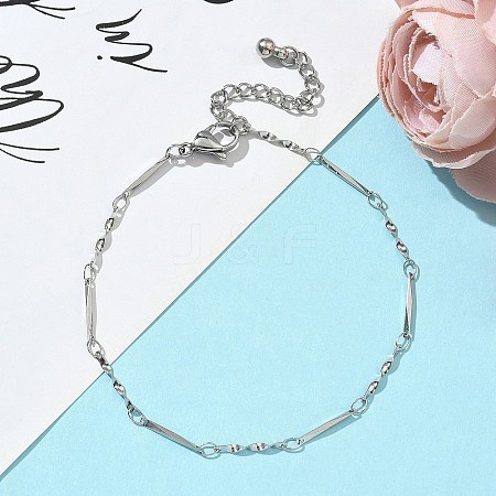 304 Stainless Steel Twisted Bar Link Chains Bracelets for Women BJEW-JB11838-1