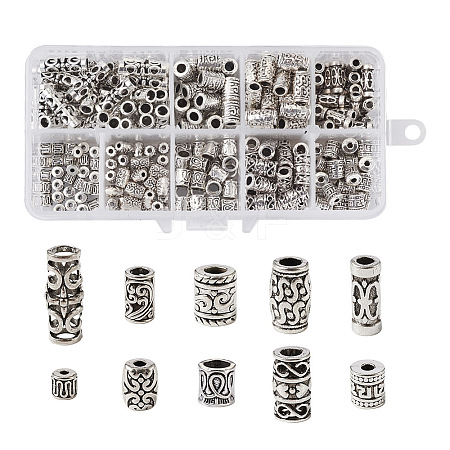 Kissitty Tube Hollow Tibetan Style Alloy Beads TIBEB-KS0001-04AS-1