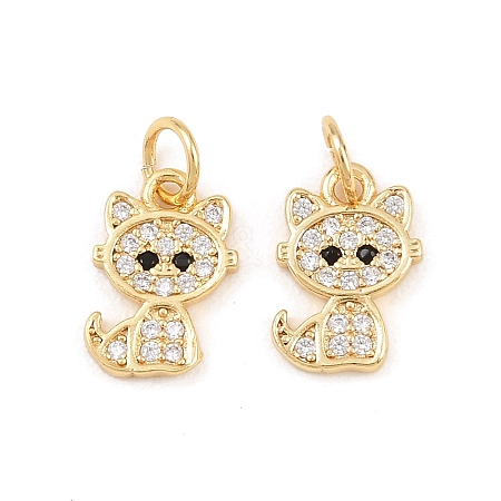Brass Micro Pave Clear Cubic Zirconia Charms ZIRC-C020-38G-1