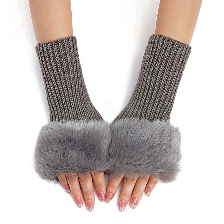 Plush Acrylic Fibers Knitting Fingerless Gloves PW-WGBA7CE-06-1