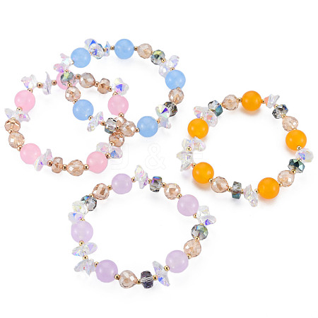 Faceted Glass Beads Stretch Bracelets BJEW-Q997-003-RS-1