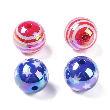UV Plating Iridescent Acrylic Beads OACR-B021-04-1
