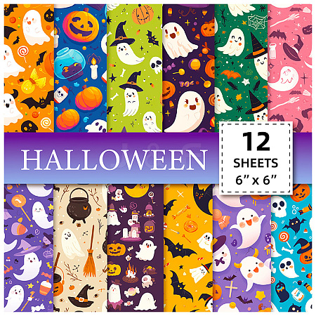 Halloween Witch Pumpkin Pattern Scrapbooking Paper PW-WGDED60-01-1