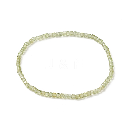 Natural Peridot Cube Beaded Stretch Bracelet for Women BJEW-JB08975-05-1