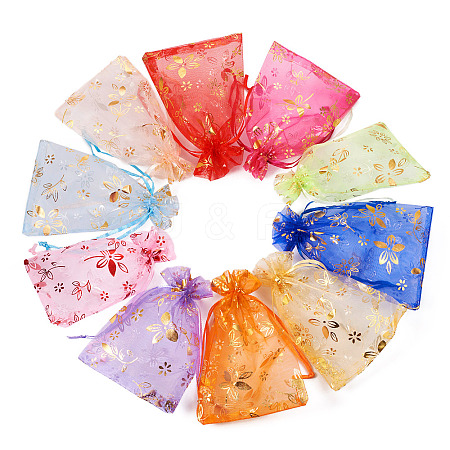 100Pcs 10 Colors Organza Drawstring Jewelry Pouches OP-TA0001-02-1