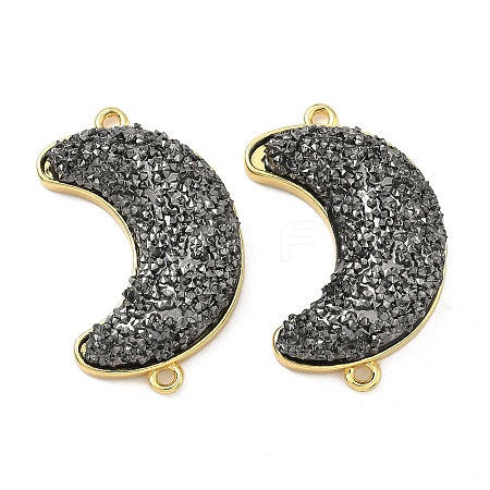 Brass with Druzy Resin Connector Charms KK-C158-05C-G-1