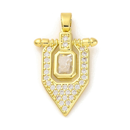 Brass Pendants with Cubic Zirconia KK-D536-16G-1