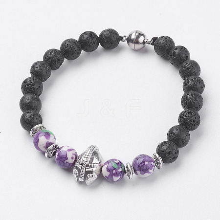 Natural Lava Rock Beads Stretch Bracelets BJEW-I241-16I-1