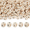 Kissitty 250Pcs 5 Styles Printed Natural Schima Wood Beads WOOD-KS0001-22-10