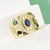 Brass Micro Pave Cubic Zirconia Adjustable Cuff Rings for Women RJEW-C129-10G-3