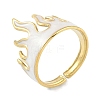 Ion Plating(IP) 304 Stainless Steel Enamel Flame Shape Cuff Finger Rings RJEW-L107-086G-01-1