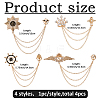 4Pcs 4 Styles Alloy Hanging Chain Brooch JEWB-FH0002-20-2