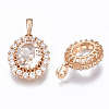 Brass Micro Cubic Zirconia Pendants KK-S365-001-4