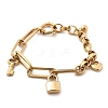 304 Stainless Steel Paperclip & Rolo Chains Charm Bracelets for Women BJEW-C089-03G-4