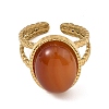 Natural Mixed Gemstone with 304 Stainless Steel Open Cuff Rings Set for Women RJEW-JR01115-4