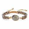 Teardrop Natural Larvikite Braided Bead Bracelet BJEW-JB08116-01-1